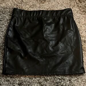 Revamped mini leather skirt